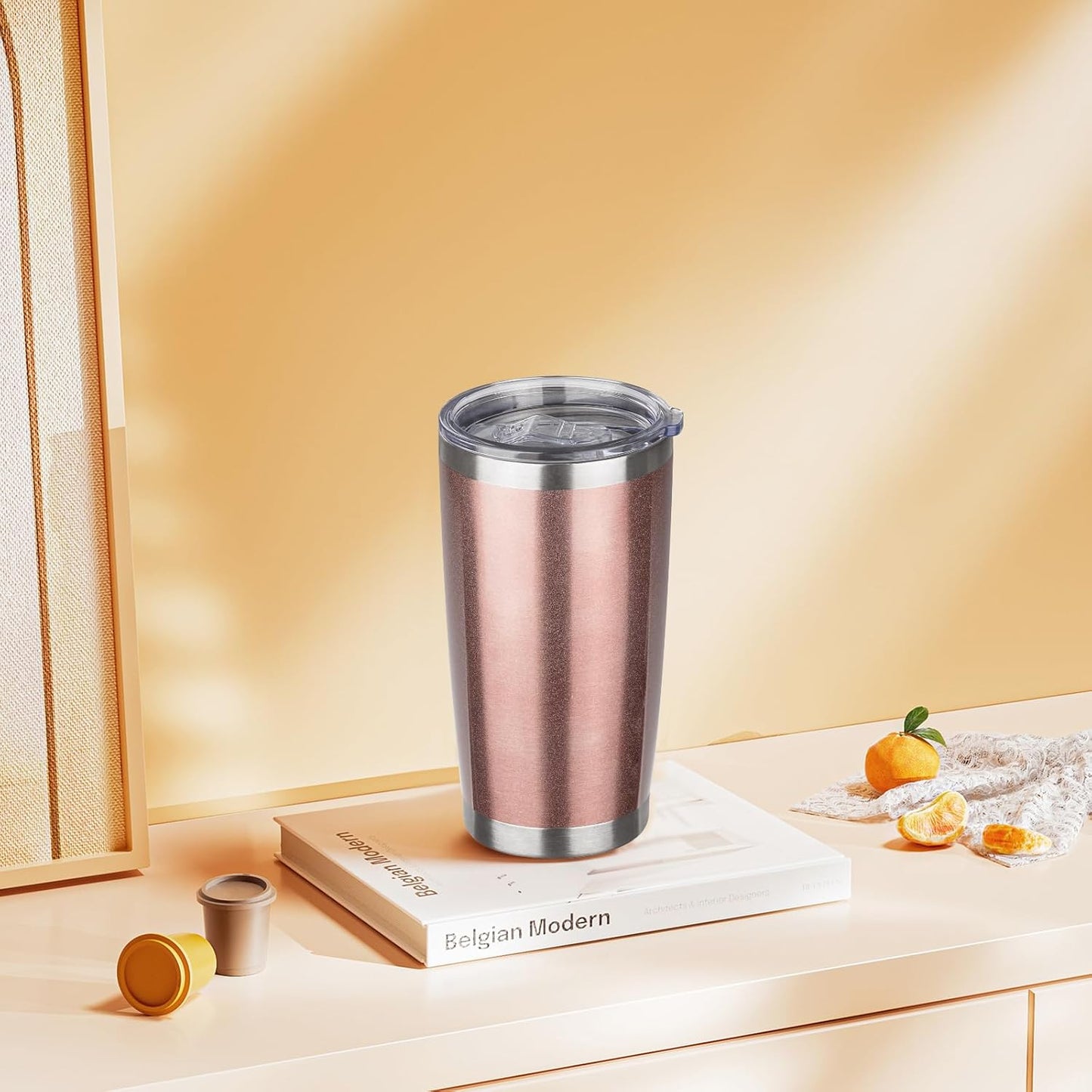 20oz Tumbler Insulated Tumbler with Sliding Lid,(Yellow, 1pack | 304 Stainless Steel,Travel Coffee Tumbler,Double Wall Vacuum,Gifts for Christmas Women Men School Home Office