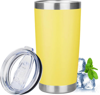 20oz Tumbler Insulated Tumbler with Sliding Lid,(Yellow, 1pack | 304 Stainless Steel,Travel Coffee Tumbler,Double Wall Vacuum,Gifts for Christmas Women Men School Home Office