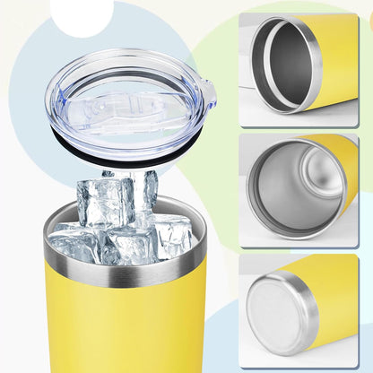 20oz Tumbler Insulated Tumbler with Sliding Lid,(Yellow, 1pack | 304 Stainless Steel,Travel Coffee Tumbler,Double Wall Vacuum,Gifts for Christmas Women Men School Home Office