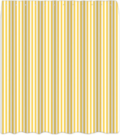 Yellow and White Stripe Shower Curtain Vertical Striped Farmhouse Vintage Cute Modern Geometric Minimalist Bath Curtain with Hooks, 70x84 Inch