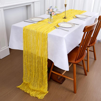6 Pack Lemon Yellow Cheesecloth Table Runner 35x120 Inch Gauze Rustic Boho Table Runner 10FT Cheese Cloth for Summer Wedding Decor Birthday Party Bridal Baby Shower Table Decoration