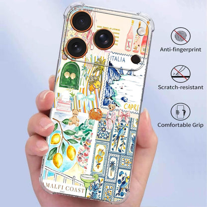 Capri Italy Lemon Collage Case for iPhone 17 Pro,Amalfi Coast Aesthetic,Unique Soft TPU Bumper Case Compatible for iPhone 17 Pro