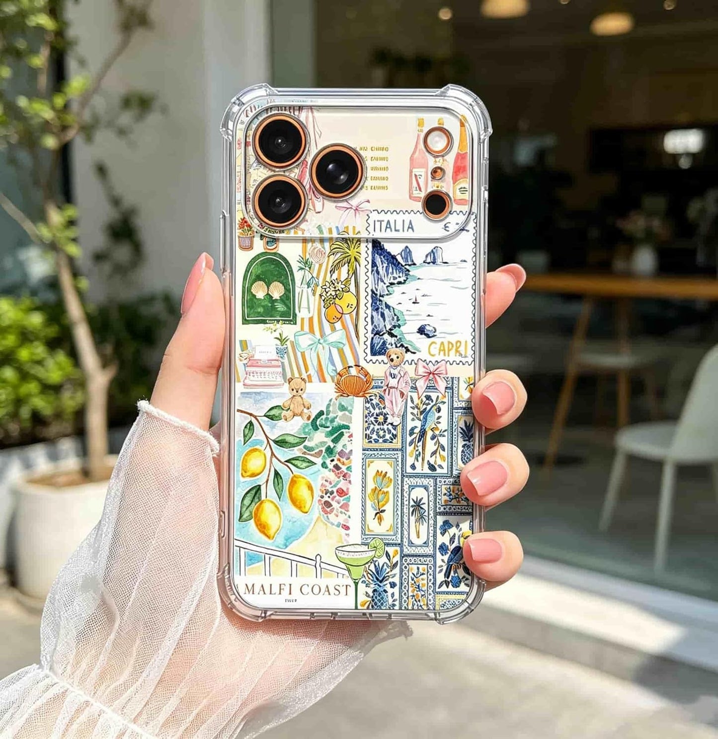 Capri Italy Lemon Collage Case for iPhone 17 Pro,Amalfi Coast Aesthetic,Unique Soft TPU Bumper Case Compatible for iPhone 17 Pro