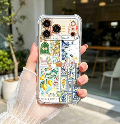 Capri Italy Lemon Collage Case for iPhone 17 Pro,Amalfi Coast Aesthetic,Unique Soft TPU Bumper Case Compatible for iPhone 17 Pro