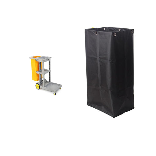 Replacement Janitorial Cart Bag-16 x 11 x 27inches, High Capacity Waterproof Thickened Housekeeping Commercial Janitorial Cleaning Cart Bag with 6 Brass Grommets - 23 Gallon (Yellow)