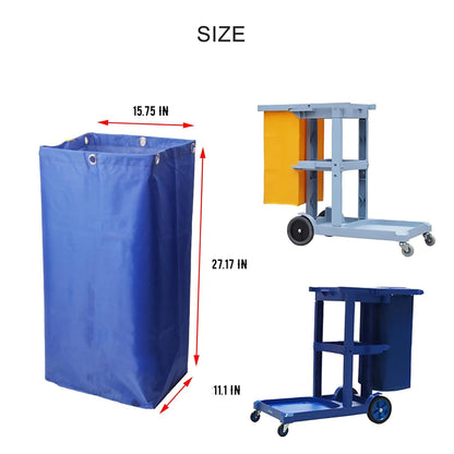 Replacement Janitorial Cart Bag-16 x 11 x 27inches, High Capacity Waterproof Thickened Housekeeping Commercial Janitorial Cleaning Cart Bag with 6 Brass Grommets - 23 Gallon (Yellow)