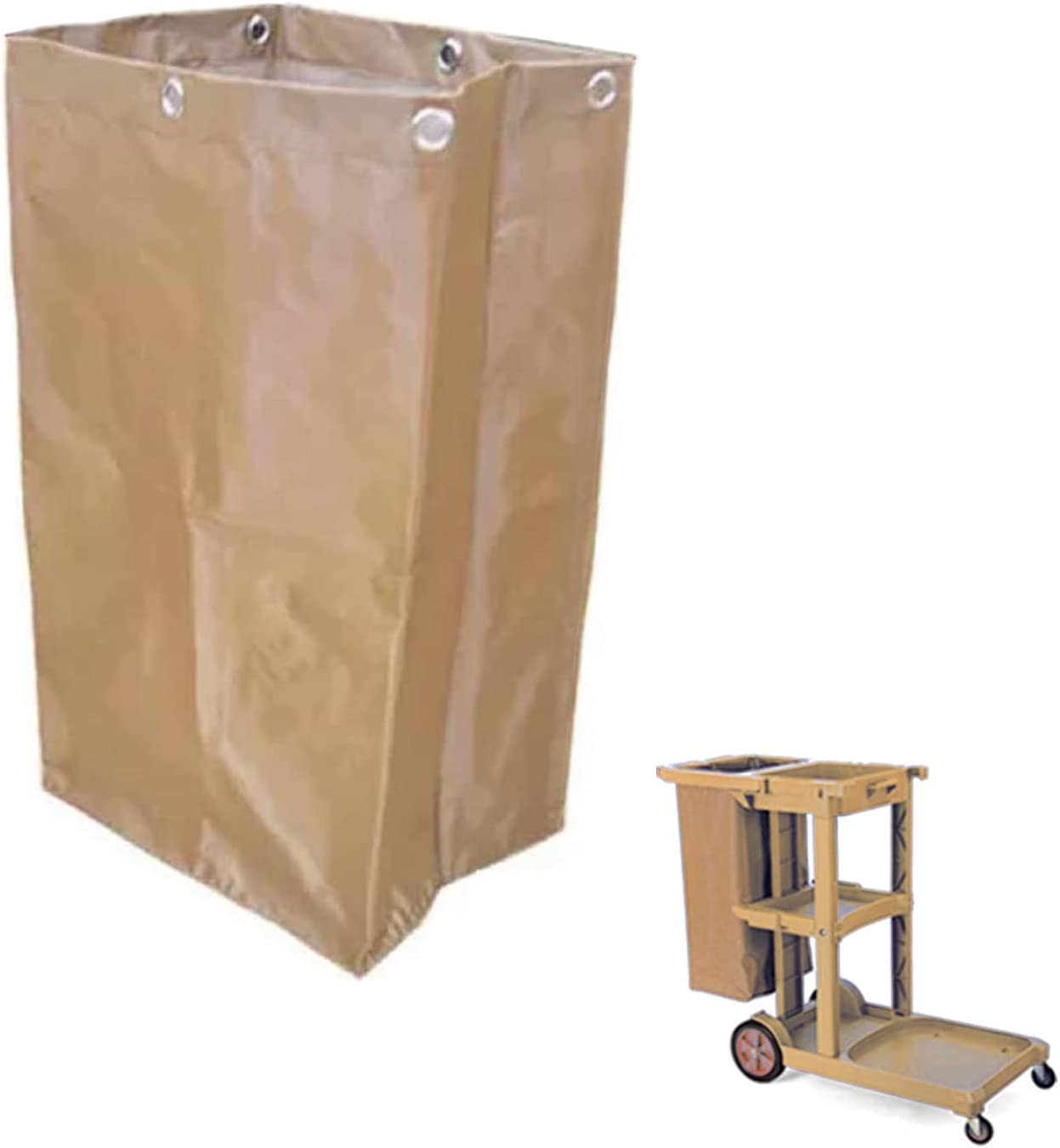 Replacement Janitorial Cart Bag-16 x 11 x 27inches, High Capacity Waterproof Thickened Housekeeping Commercial Janitorial Cleaning Cart Bag with 6 Brass Grommets - 23 Gallon (Yellow)