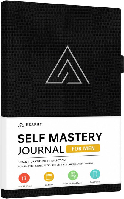 Self-Mastery Journal for Men - Gratitude and Productivity Journal for More Happiness, Positivity, Growth, Mindfulness, Self Care and Reflection - Guided Inspirational Journals for Men (Yellow)