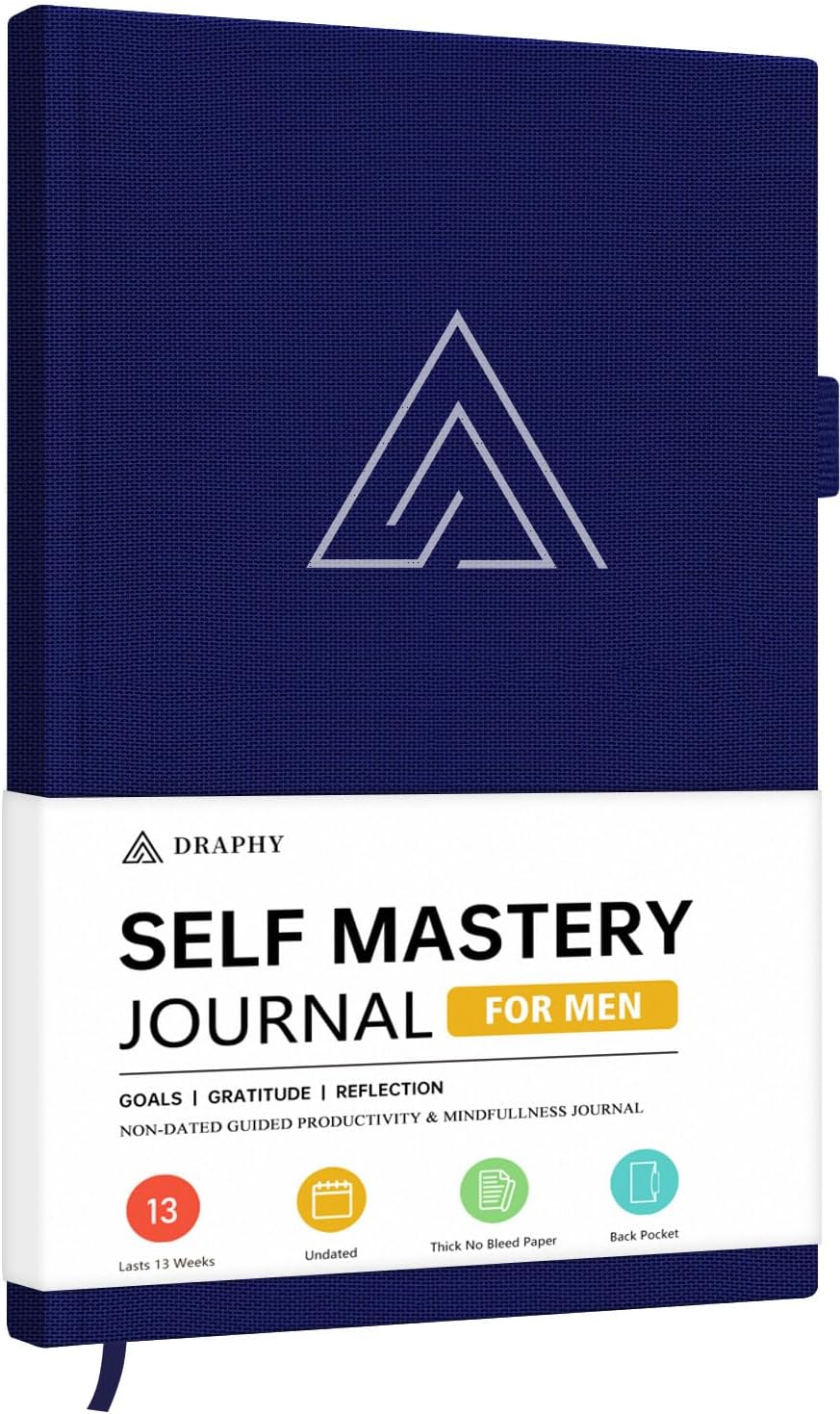 Self-Mastery Journal for Men - Gratitude and Productivity Journal for More Happiness, Positivity, Growth, Mindfulness, Self Care and Reflection - Guided Inspirational Journals for Men (Yellow)
