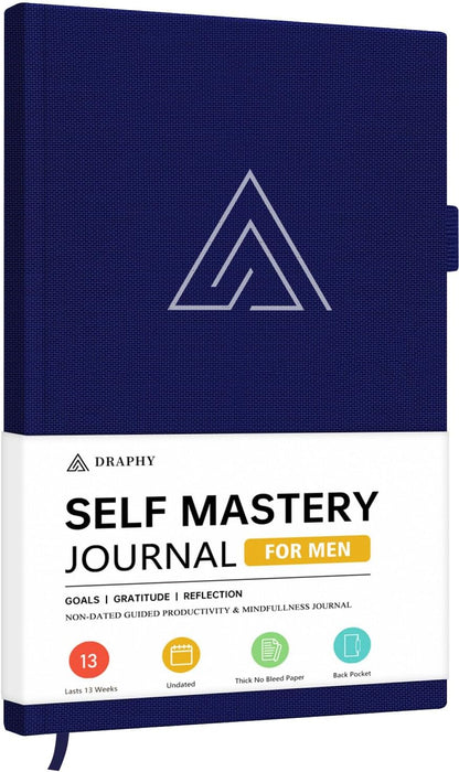 Self-Mastery Journal for Men - Gratitude and Productivity Journal for More Happiness, Positivity, Growth, Mindfulness, Self Care and Reflection - Guided Inspirational Journals for Men (Yellow)