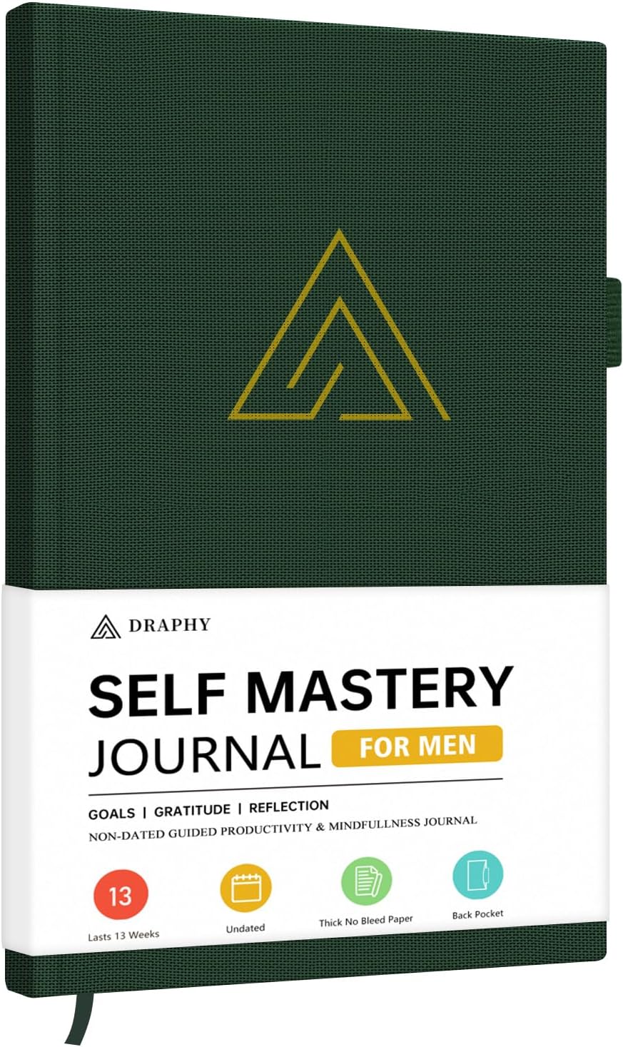 Self-Mastery Journal for Men - Gratitude and Productivity Journal for More Happiness, Positivity, Growth, Mindfulness, Self Care and Reflection - Guided Inspirational Journals for Men (Yellow)
