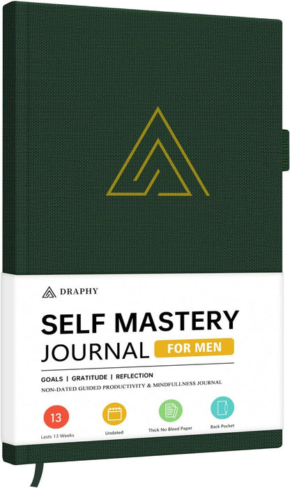 Self-Mastery Journal for Men - Gratitude and Productivity Journal for More Happiness, Positivity, Growth, Mindfulness, Self Care and Reflection - Guided Inspirational Journals for Men (Yellow)