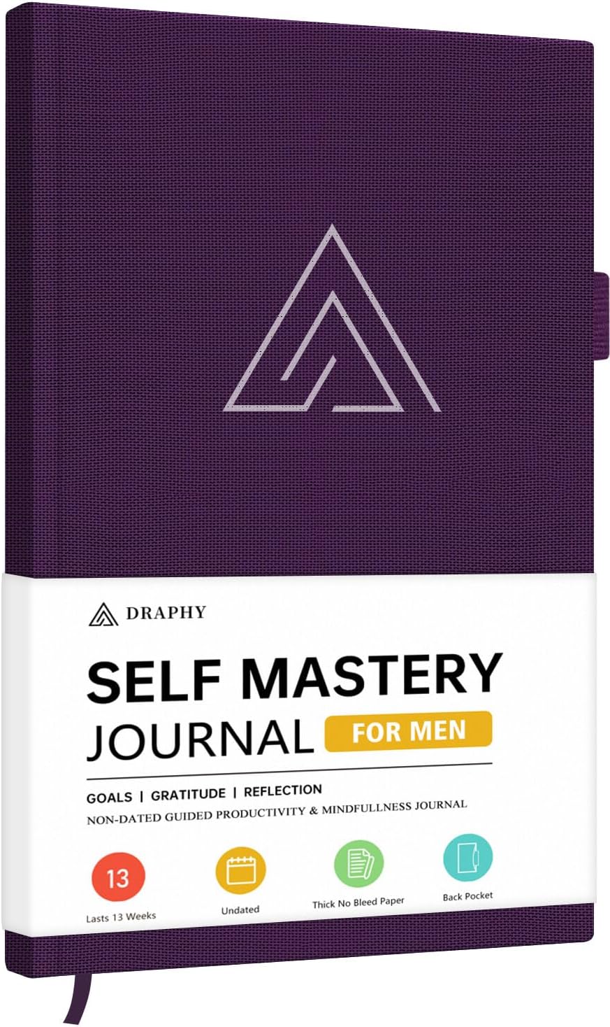 Self-Mastery Journal for Men - Gratitude and Productivity Journal for More Happiness, Positivity, Growth, Mindfulness, Self Care and Reflection - Guided Inspirational Journals for Men (Yellow)