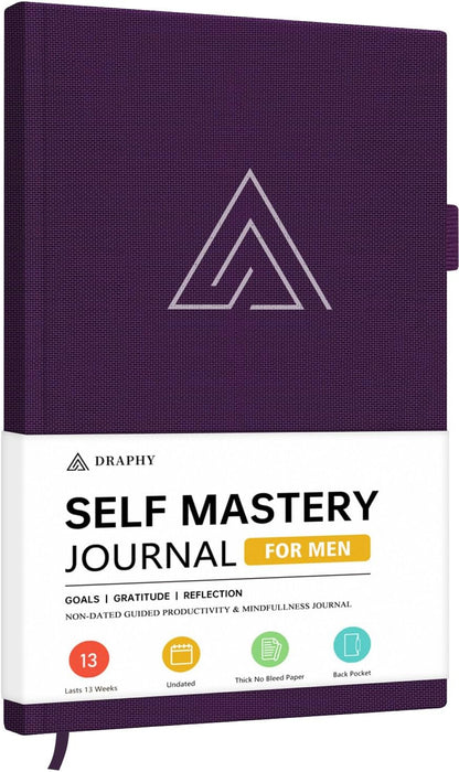 Self-Mastery Journal for Men - Gratitude and Productivity Journal for More Happiness, Positivity, Growth, Mindfulness, Self Care and Reflection - Guided Inspirational Journals for Men (Yellow)