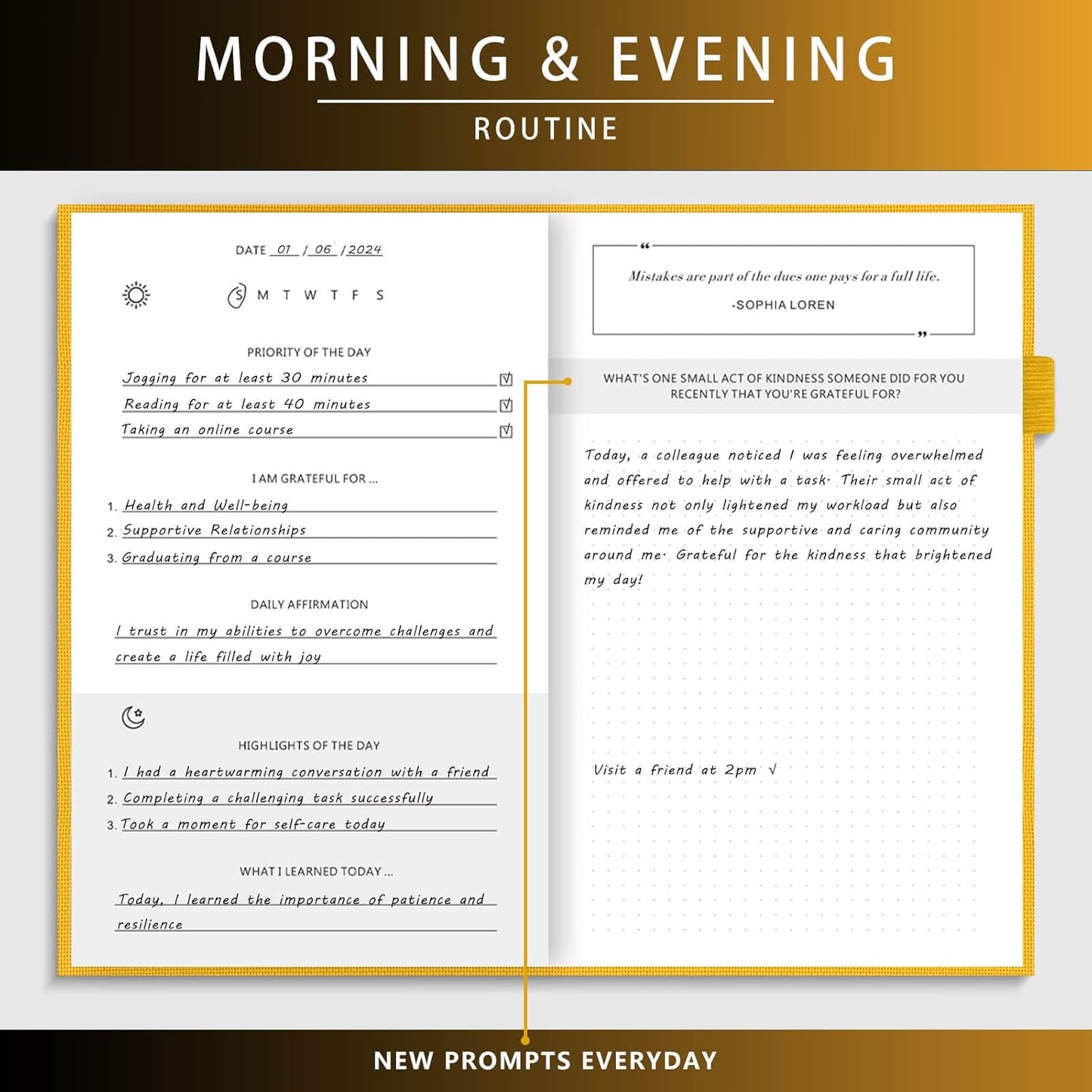 Self-Mastery Journal for Men - Gratitude and Productivity Journal for More Happiness, Positivity, Growth, Mindfulness, Self Care and Reflection - Guided Inspirational Journals for Men (Yellow)