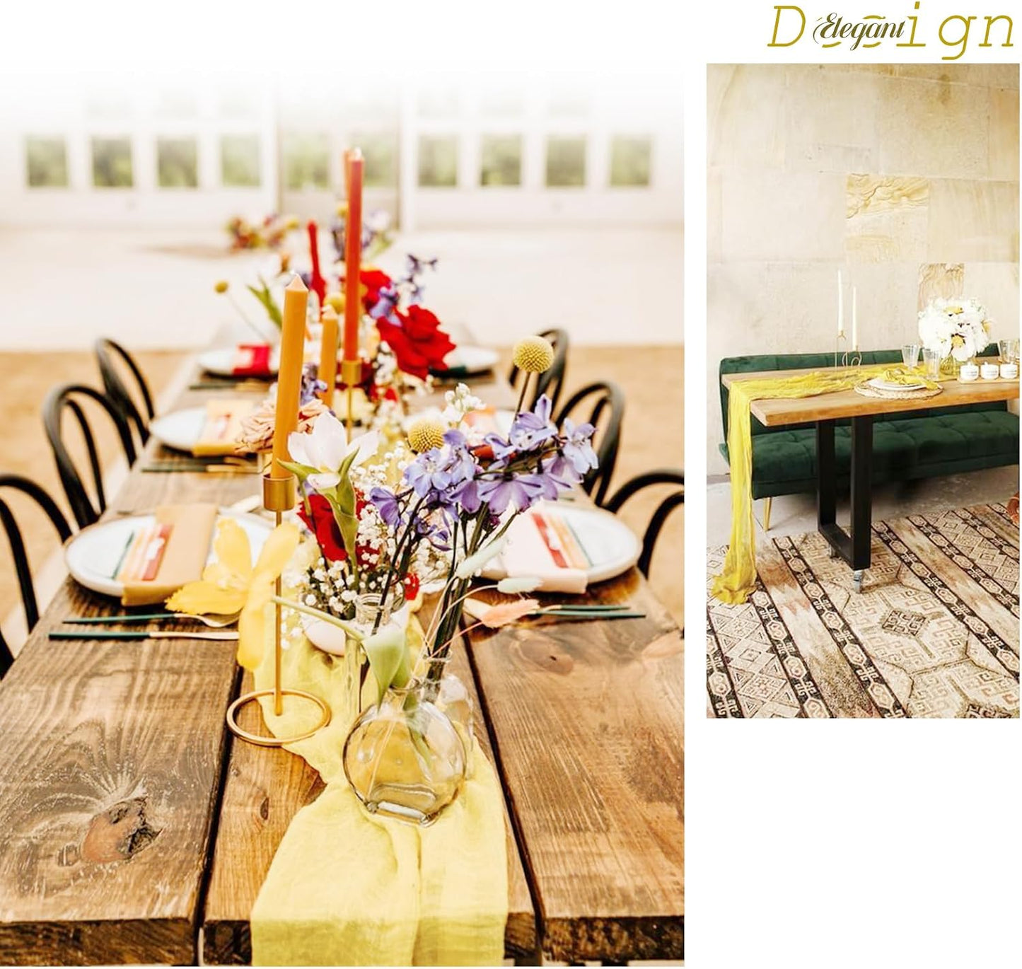 6 Pack Light Yellow Cheesecloth Table Runner Gauze - 10FT Long Semi-Sheer Boho or Rustic Wedding Table Decor for Wedding Decor Arch Draping Bridal Shower Holiday Party