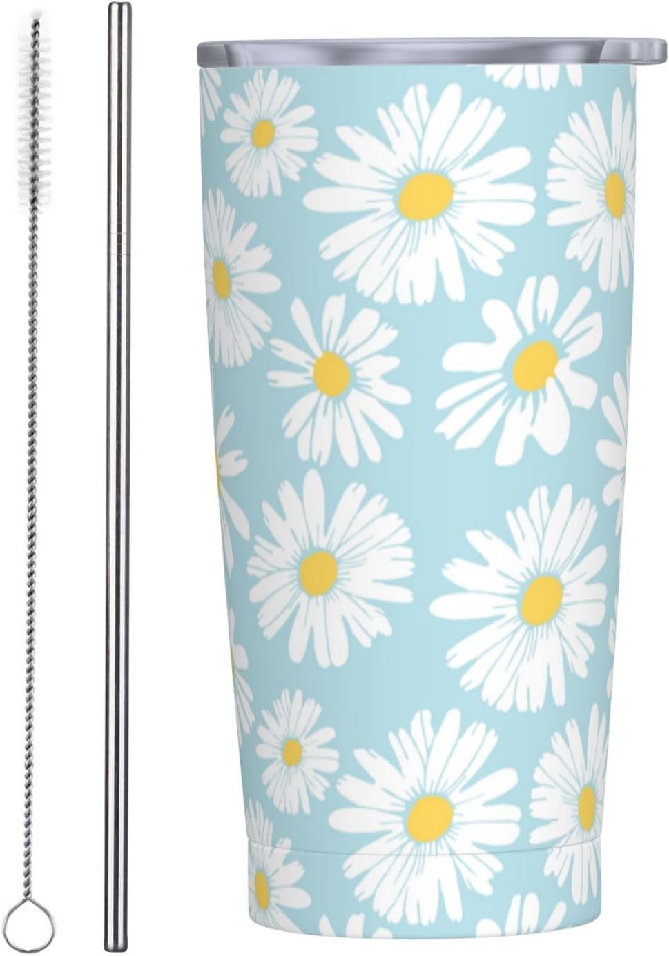 Lemon Tumbler 20oz Green Leaves Stainless Steel Insulated Tumblers with Lid and Straw Travel Coffee Mug Tea Wine Cups Water Bottle Sport Gifts for Women