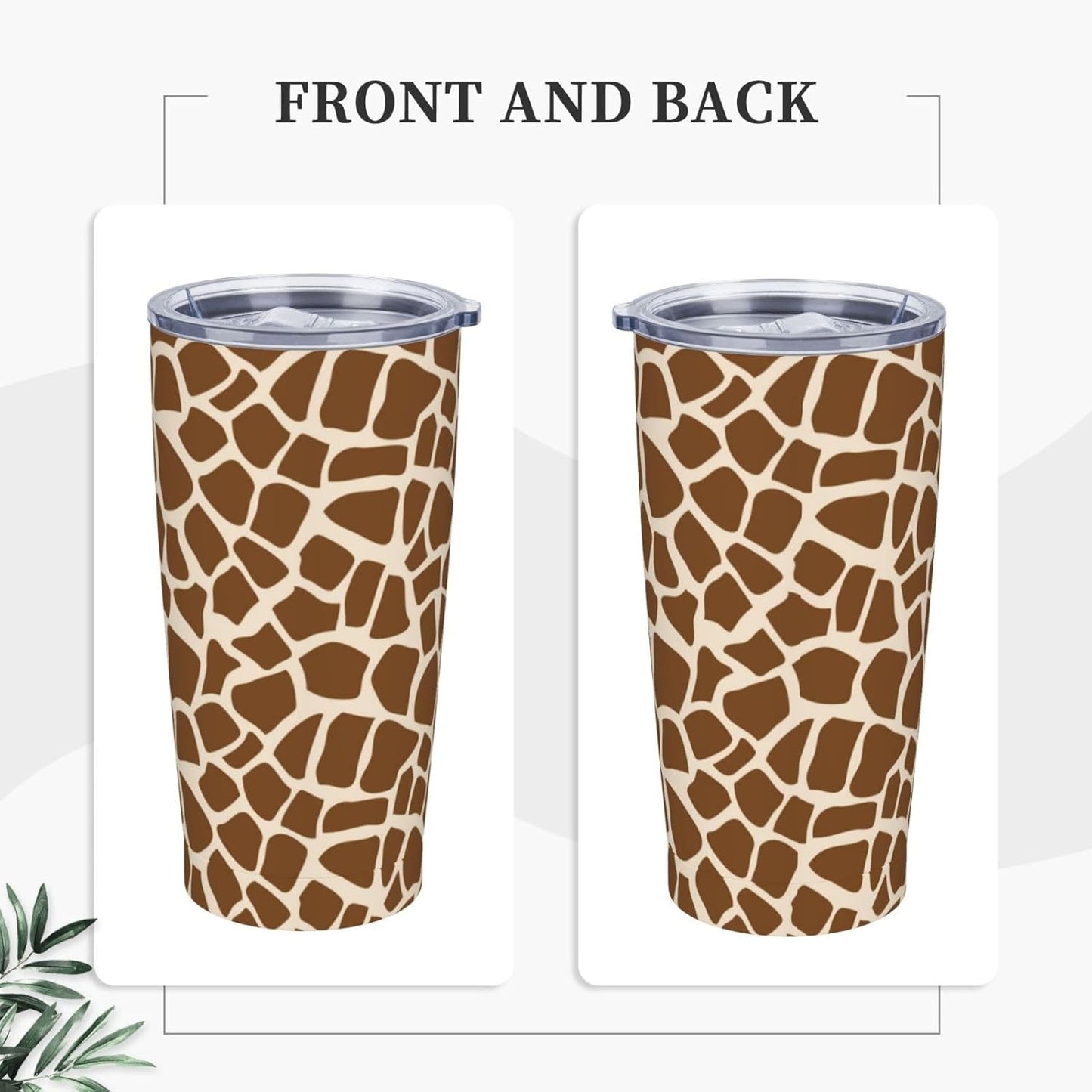 Lemon Tumbler 20oz Green Leaves Stainless Steel Insulated Tumblers with Lid and Straw Travel Coffee Mug Tea Wine Cups Water Bottle Sport Gifts for Women