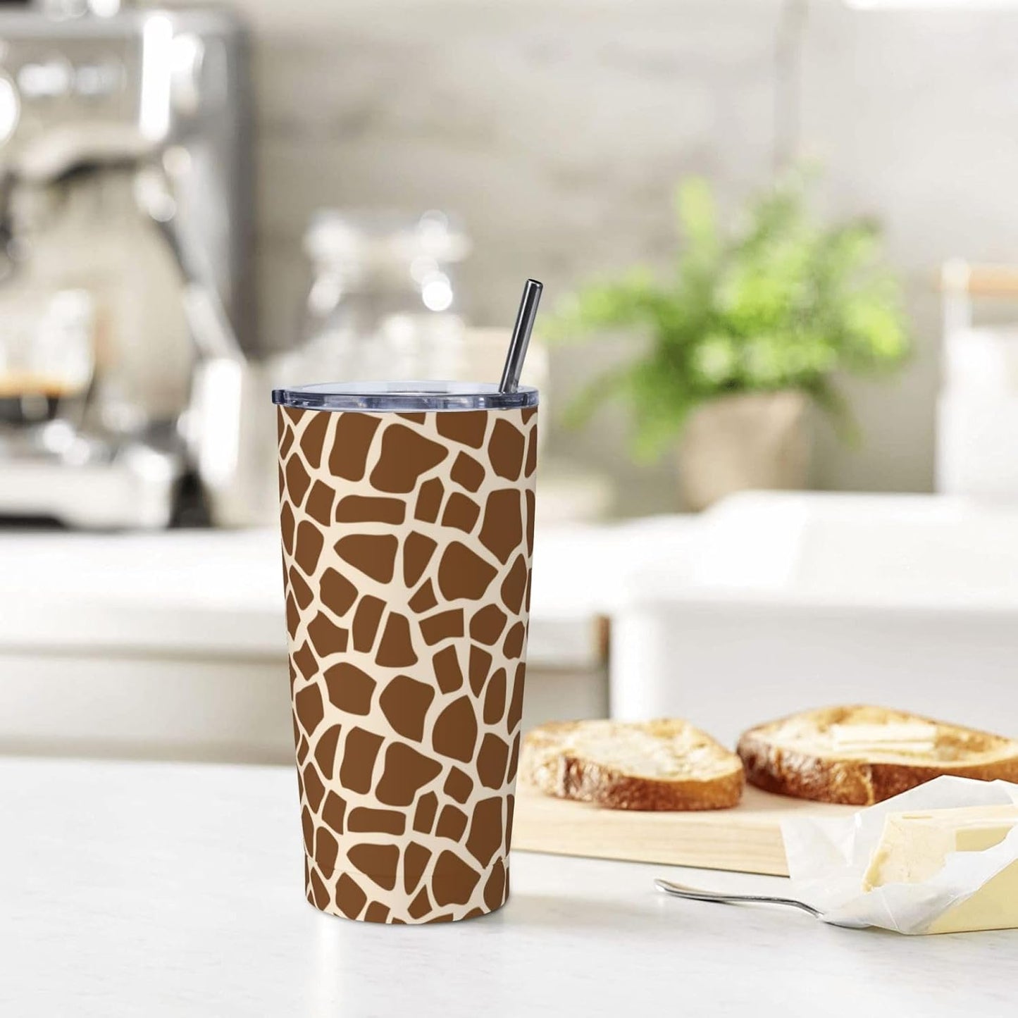 Lemon Tumbler 20oz Green Leaves Stainless Steel Insulated Tumblers with Lid and Straw Travel Coffee Mug Tea Wine Cups Water Bottle Sport Gifts for Women