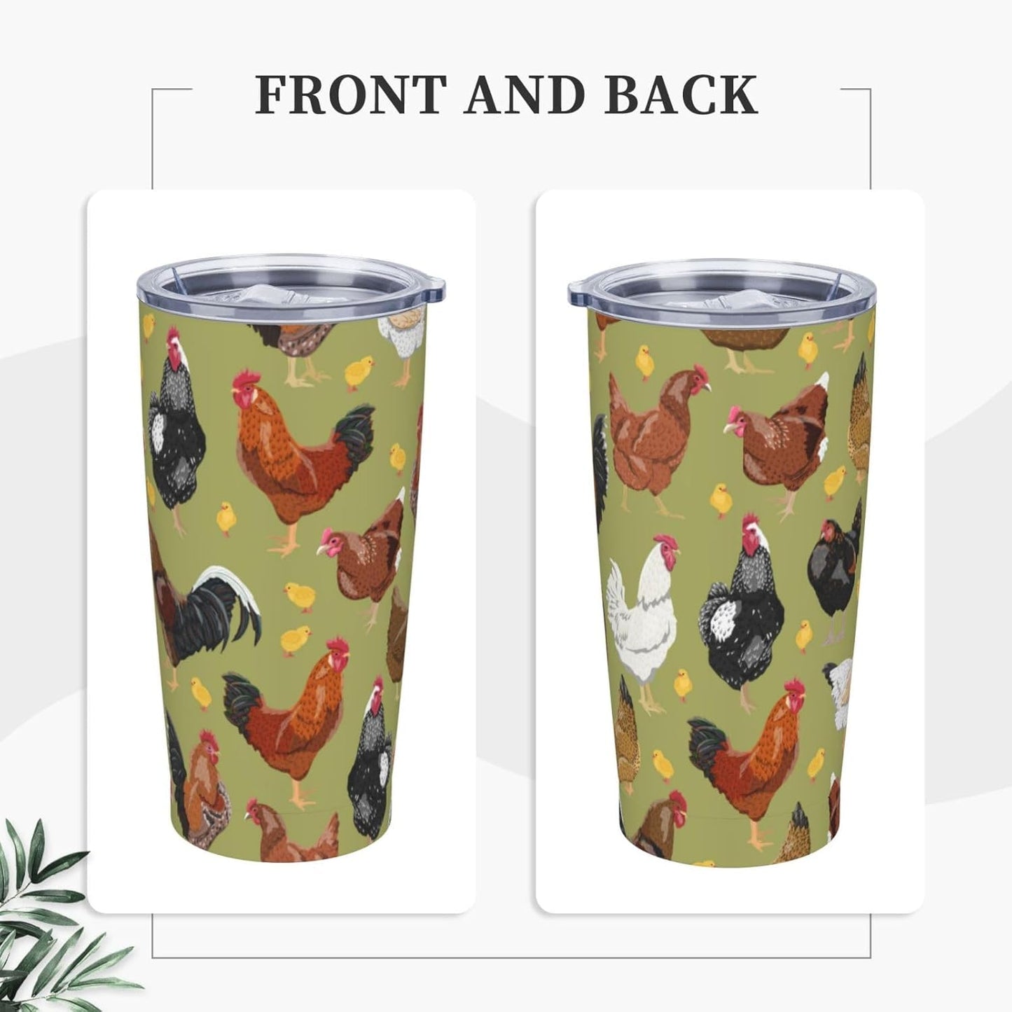 Lemon Tumbler 20oz Green Leaves Stainless Steel Insulated Tumblers with Lid and Straw Travel Coffee Mug Tea Wine Cups Water Bottle Sport Gifts for Women