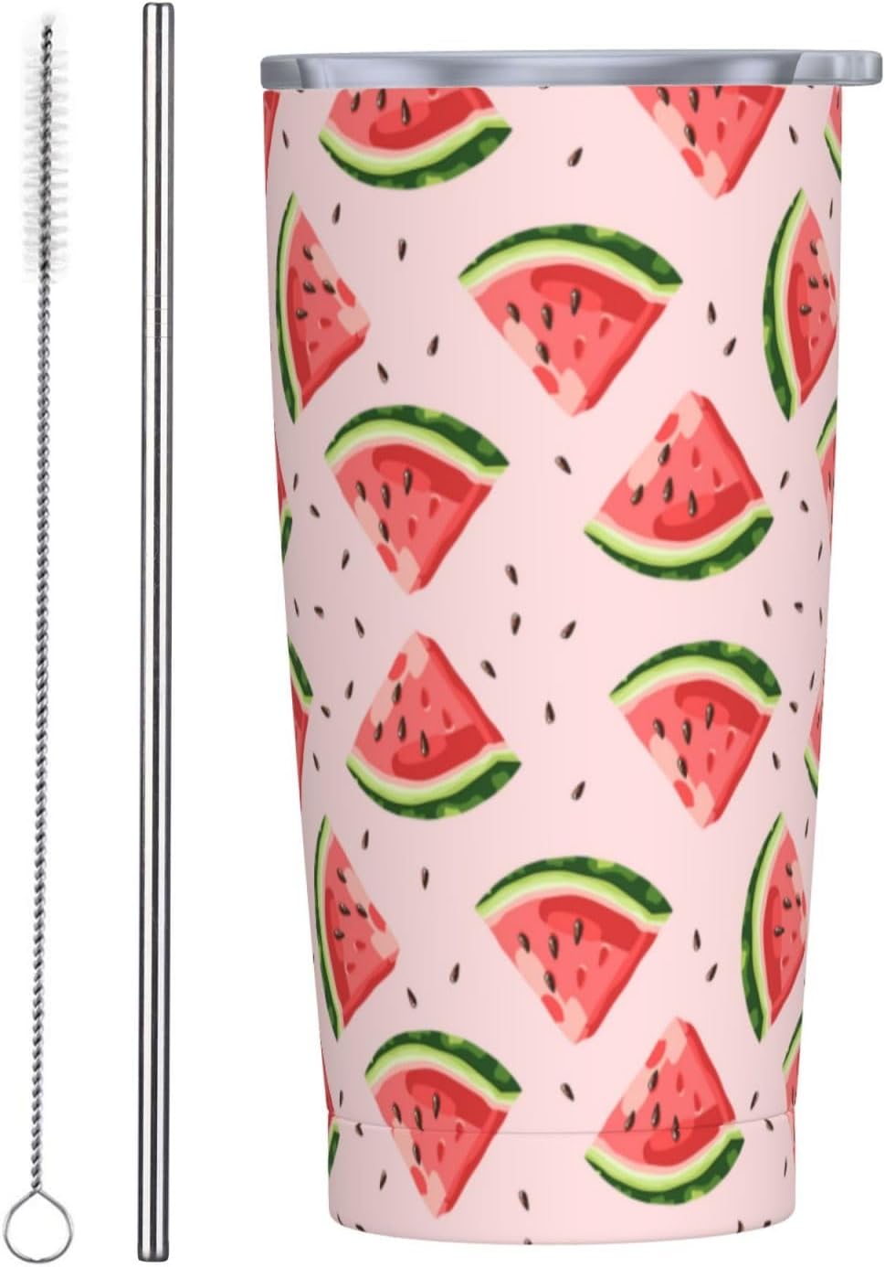 Lemon Tumbler 20oz Green Leaves Stainless Steel Insulated Tumblers with Lid and Straw Travel Coffee Mug Tea Wine Cups Water Bottle Sport Gifts for Women