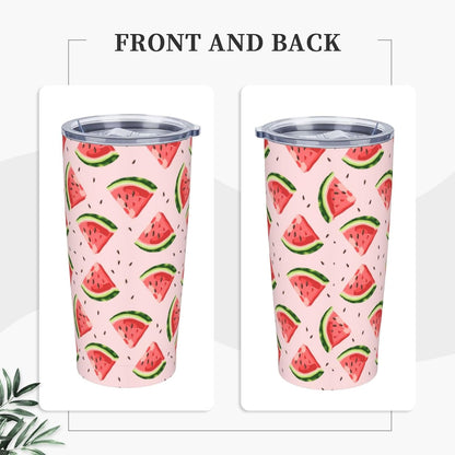 Lemon Tumbler 20oz Green Leaves Stainless Steel Insulated Tumblers with Lid and Straw Travel Coffee Mug Tea Wine Cups Water Bottle Sport Gifts for Women
