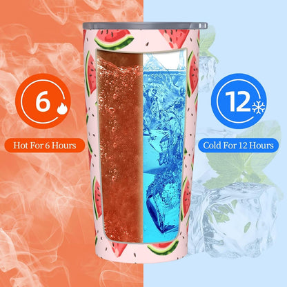 Lemon Tumbler 20oz Green Leaves Stainless Steel Insulated Tumblers with Lid and Straw Travel Coffee Mug Tea Wine Cups Water Bottle Sport Gifts for Women