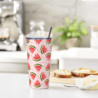 Lemon Tumbler 20oz Green Leaves Stainless Steel Insulated Tumblers with Lid and Straw Travel Coffee Mug Tea Wine Cups Water Bottle Sport Gifts for Women