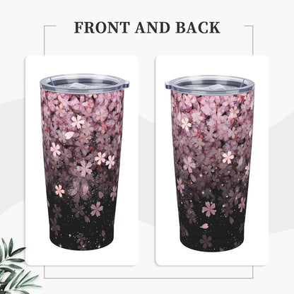 Lemon Tumbler 20oz Green Leaves Stainless Steel Insulated Tumblers with Lid and Straw Travel Coffee Mug Tea Wine Cups Water Bottle Sport Gifts for Women