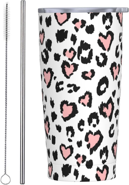 Lemon Tumbler 20oz Green Leaves Stainless Steel Insulated Tumblers with Lid and Straw Travel Coffee Mug Tea Wine Cups Water Bottle Sport Gifts for Women