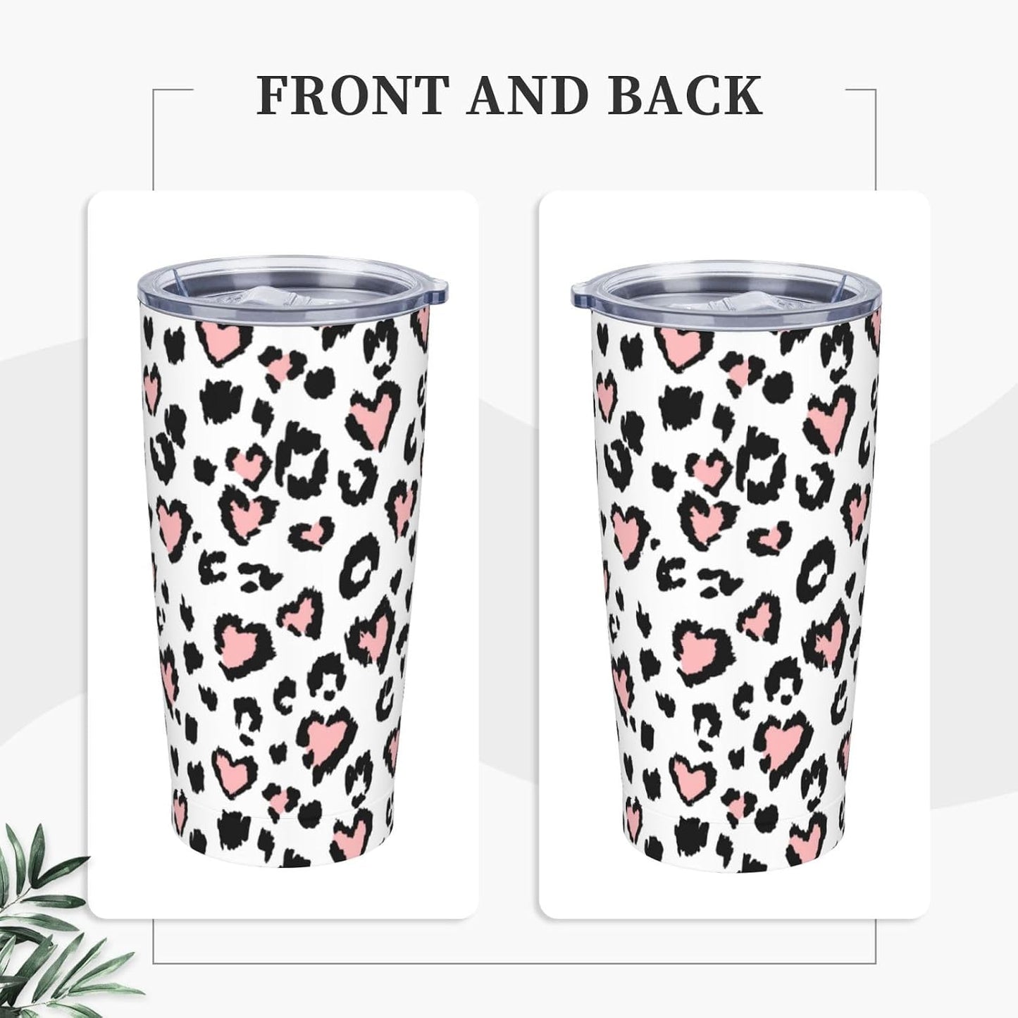Lemon Tumbler 20oz Green Leaves Stainless Steel Insulated Tumblers with Lid and Straw Travel Coffee Mug Tea Wine Cups Water Bottle Sport Gifts for Women