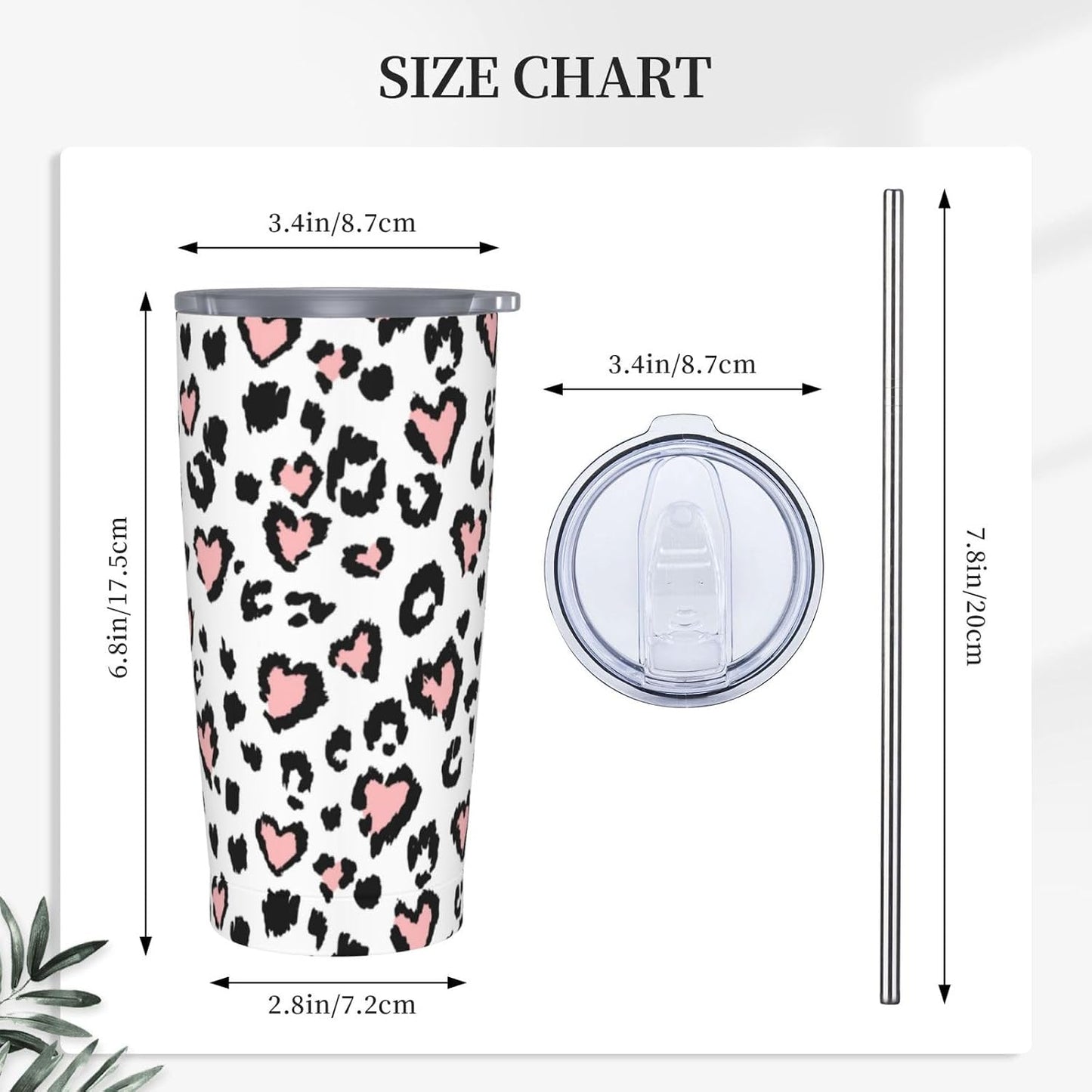 Lemon Tumbler 20oz Green Leaves Stainless Steel Insulated Tumblers with Lid and Straw Travel Coffee Mug Tea Wine Cups Water Bottle Sport Gifts for Women