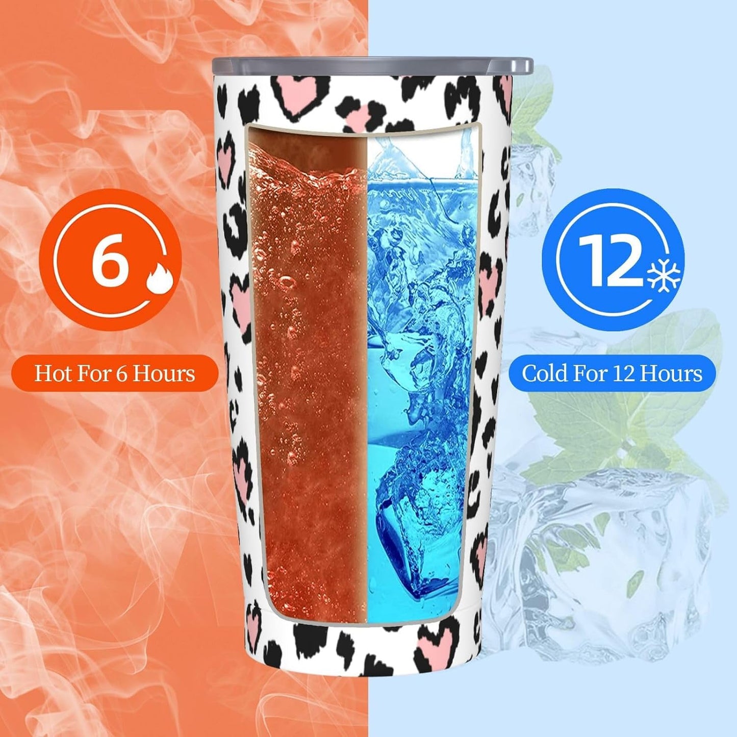 Lemon Tumbler 20oz Green Leaves Stainless Steel Insulated Tumblers with Lid and Straw Travel Coffee Mug Tea Wine Cups Water Bottle Sport Gifts for Women