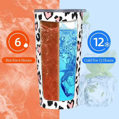 Lemon Tumbler 20oz Green Leaves Stainless Steel Insulated Tumblers with Lid and Straw Travel Coffee Mug Tea Wine Cups Water Bottle Sport Gifts for Women