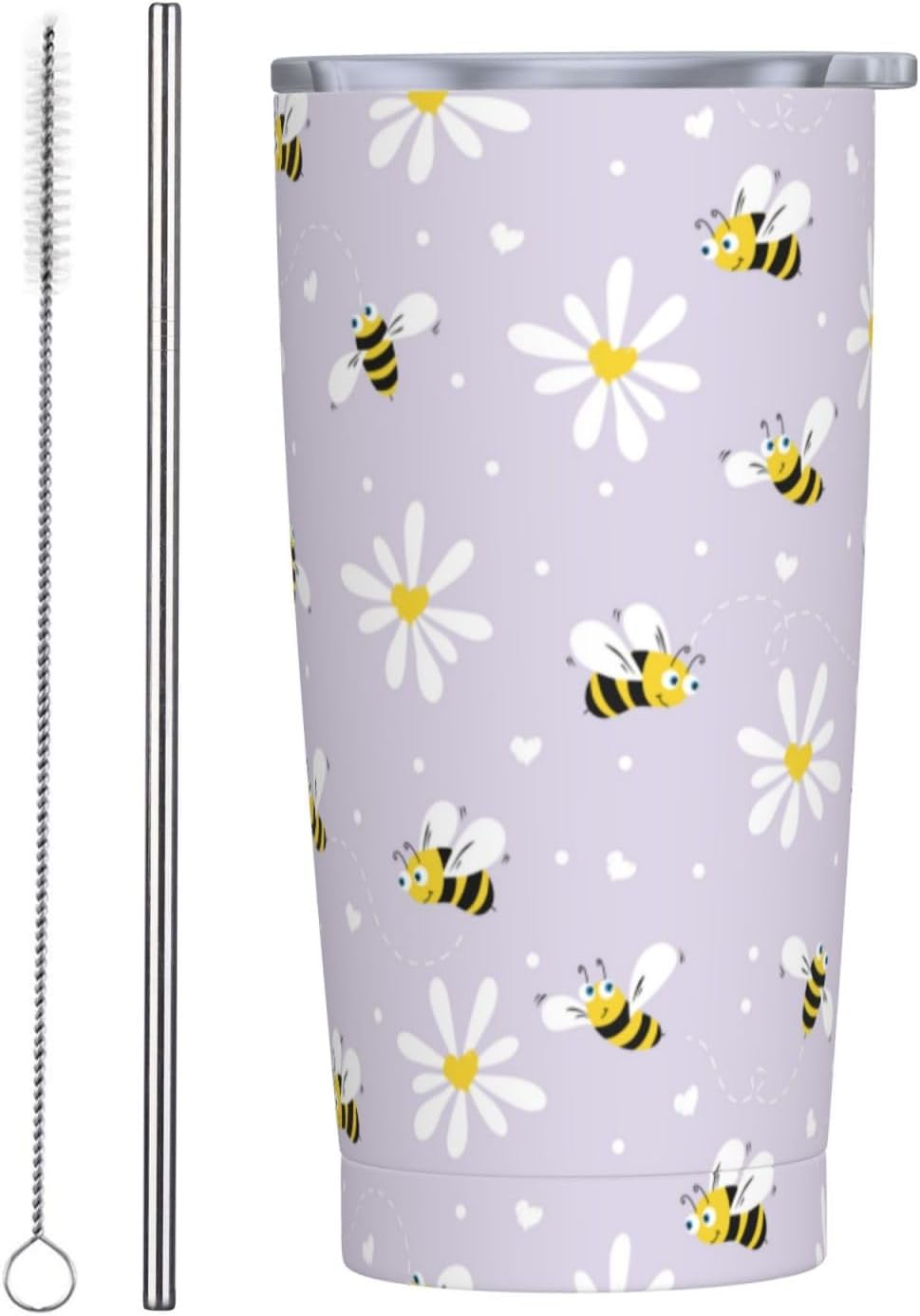 Lemon Tumbler 20oz Green Leaves Stainless Steel Insulated Tumblers with Lid and Straw Travel Coffee Mug Tea Wine Cups Water Bottle Sport Gifts for Women
