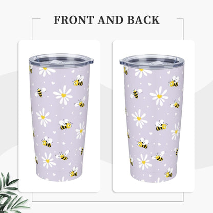Lemon Tumbler 20oz Green Leaves Stainless Steel Insulated Tumblers with Lid and Straw Travel Coffee Mug Tea Wine Cups Water Bottle Sport Gifts for Women