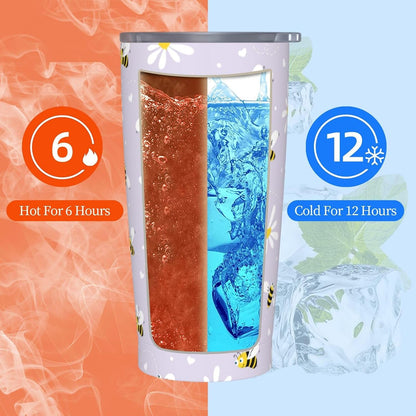 Lemon Tumbler 20oz Green Leaves Stainless Steel Insulated Tumblers with Lid and Straw Travel Coffee Mug Tea Wine Cups Water Bottle Sport Gifts for Women