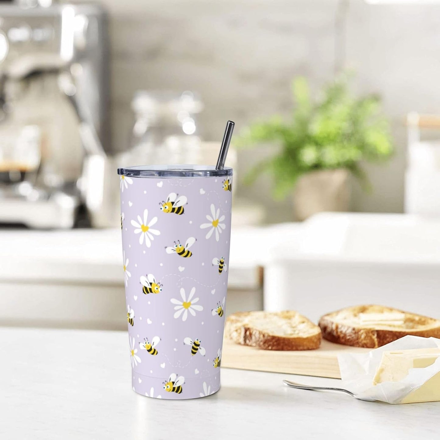 Lemon Tumbler 20oz Green Leaves Stainless Steel Insulated Tumblers with Lid and Straw Travel Coffee Mug Tea Wine Cups Water Bottle Sport Gifts for Women