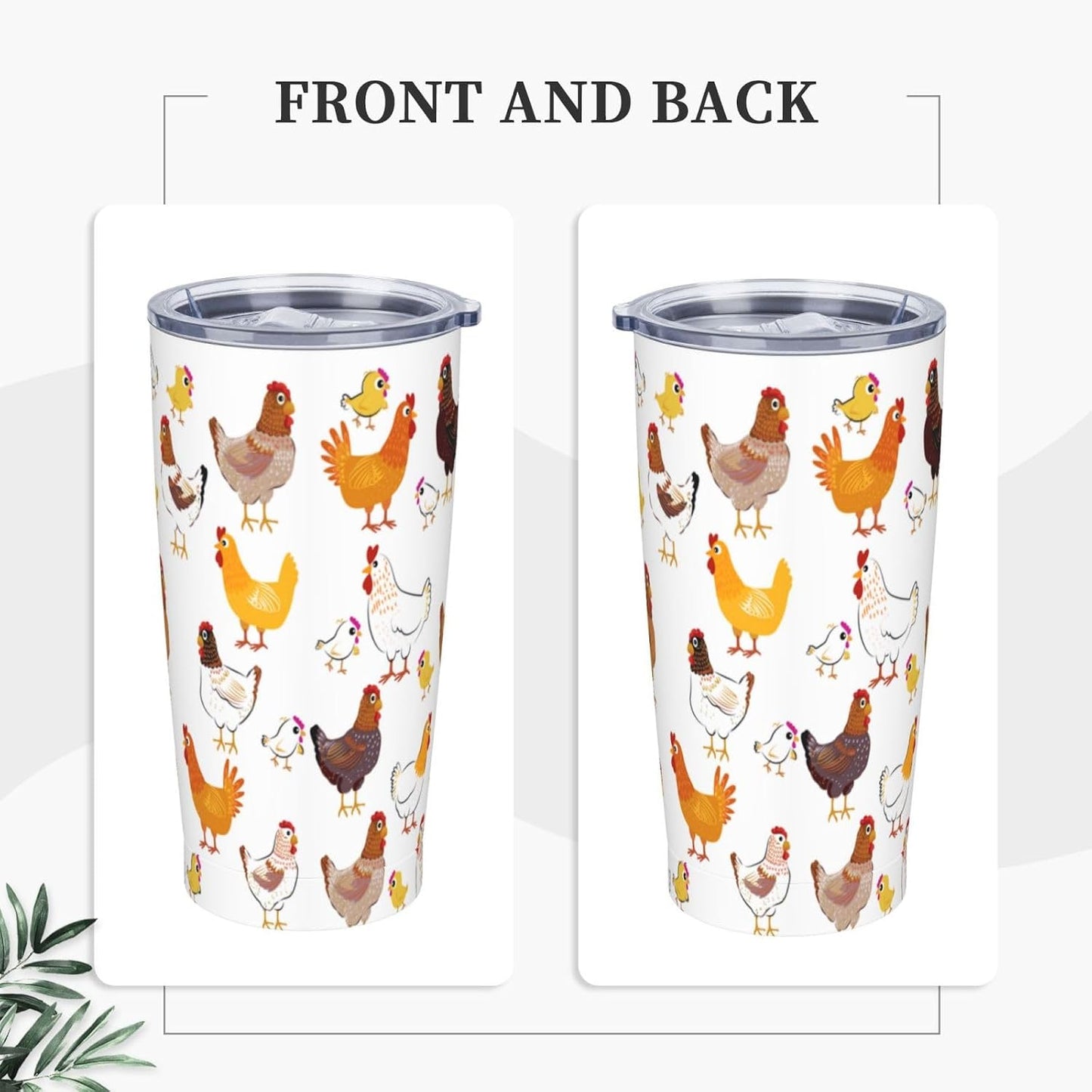 Lemon Tumbler 20oz Green Leaves Stainless Steel Insulated Tumblers with Lid and Straw Travel Coffee Mug Tea Wine Cups Water Bottle Sport Gifts for Women