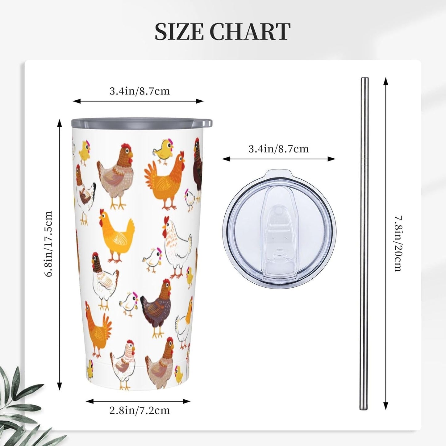 Lemon Tumbler 20oz Green Leaves Stainless Steel Insulated Tumblers with Lid and Straw Travel Coffee Mug Tea Wine Cups Water Bottle Sport Gifts for Women