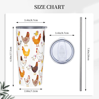 Lemon Tumbler 20oz Green Leaves Stainless Steel Insulated Tumblers with Lid and Straw Travel Coffee Mug Tea Wine Cups Water Bottle Sport Gifts for Women