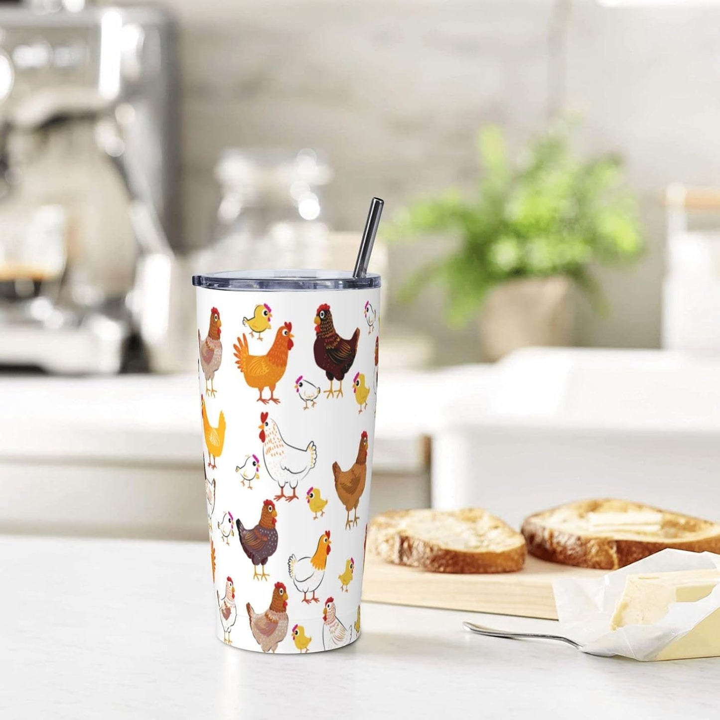 Lemon Tumbler 20oz Green Leaves Stainless Steel Insulated Tumblers with Lid and Straw Travel Coffee Mug Tea Wine Cups Water Bottle Sport Gifts for Women