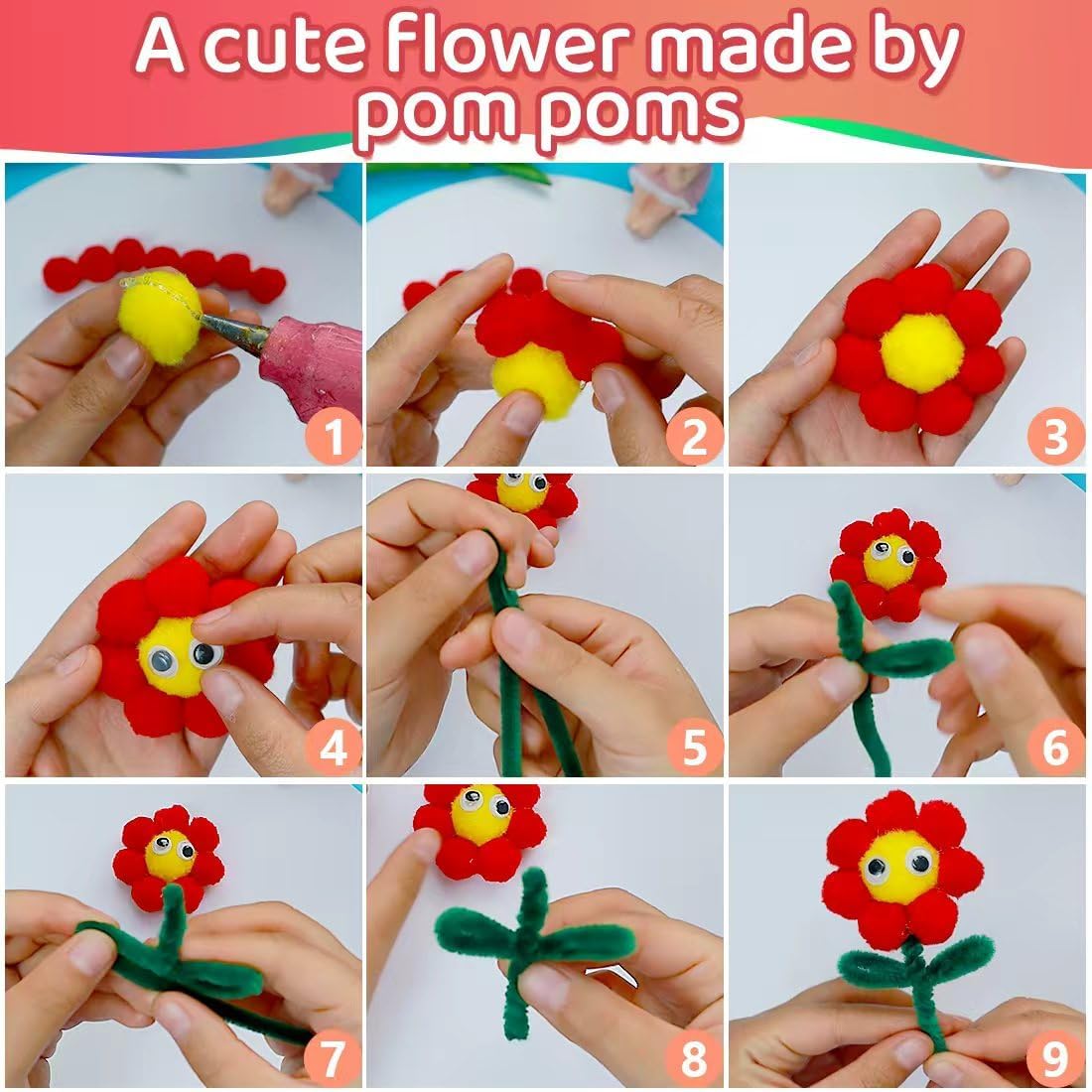 Yellow Pom Poms, 0.4inch(1cm), 2000pcs, Small Size, Pom Poms for Arts and Crafts, Pom Pom Balls, Craft Supplies.