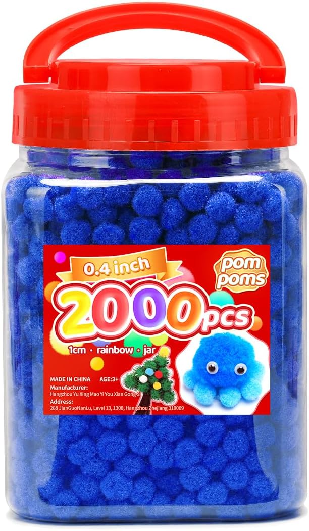 Yellow Pom Poms, 0.4inch(1cm), 2000pcs, Small Size, Pom Poms for Arts and Crafts, Pom Pom Balls, Craft Supplies.