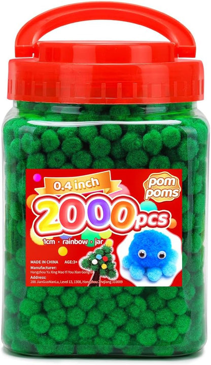 Yellow Pom Poms, 0.4inch(1cm), 2000pcs, Small Size, Pom Poms for Arts and Crafts, Pom Pom Balls, Craft Supplies.