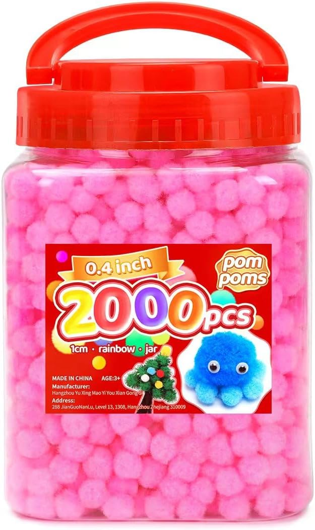 Yellow Pom Poms, 0.4inch(1cm), 2000pcs, Small Size, Pom Poms for Arts and Crafts, Pom Pom Balls, Craft Supplies.