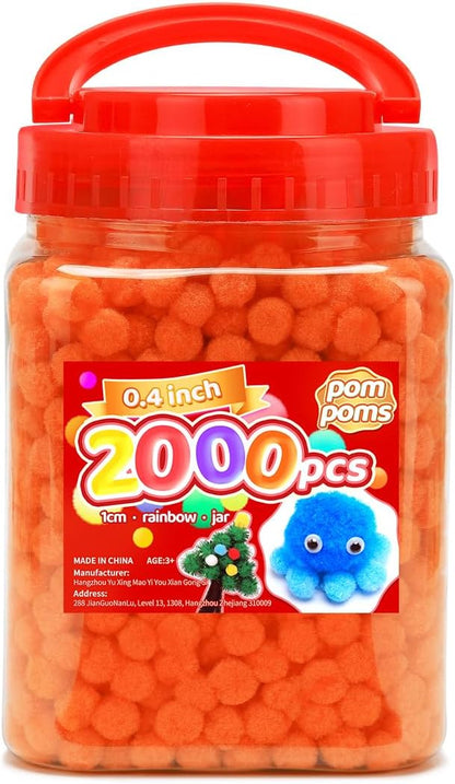 Yellow Pom Poms, 0.4inch(1cm), 2000pcs, Small Size, Pom Poms for Arts and Crafts, Pom Pom Balls, Craft Supplies.