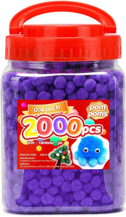 Yellow Pom Poms, 0.4inch(1cm), 2000pcs, Small Size, Pom Poms for Arts and Crafts, Pom Pom Balls, Craft Supplies.