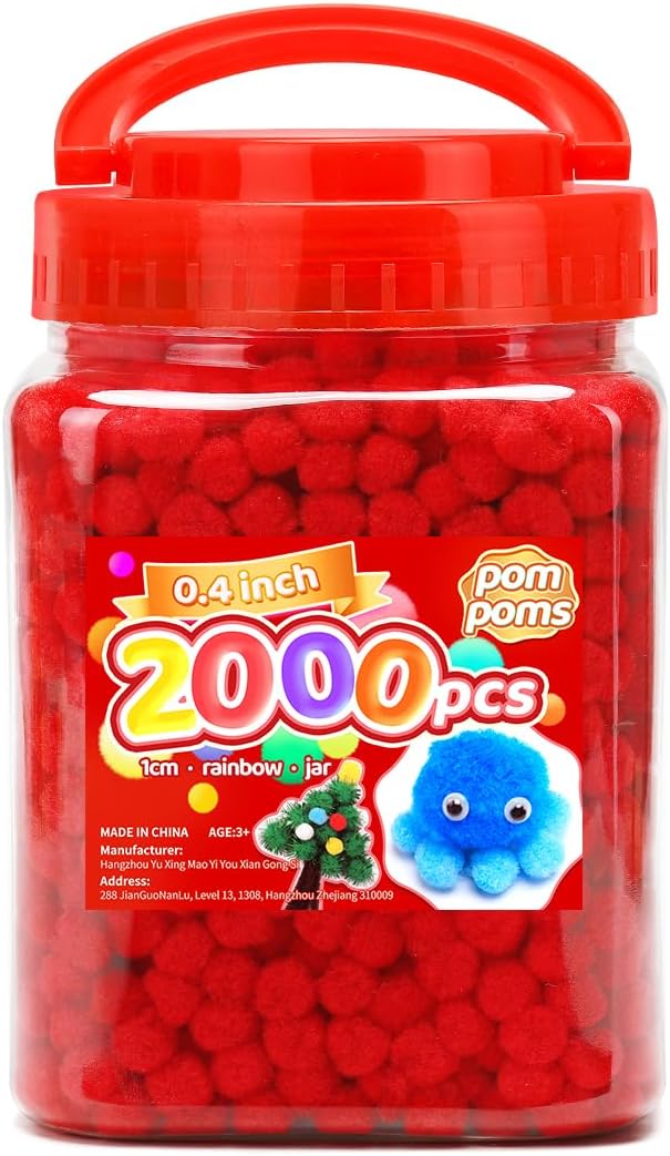 Yellow Pom Poms, 0.4inch(1cm), 2000pcs, Small Size, Pom Poms for Arts and Crafts, Pom Pom Balls, Craft Supplies.
