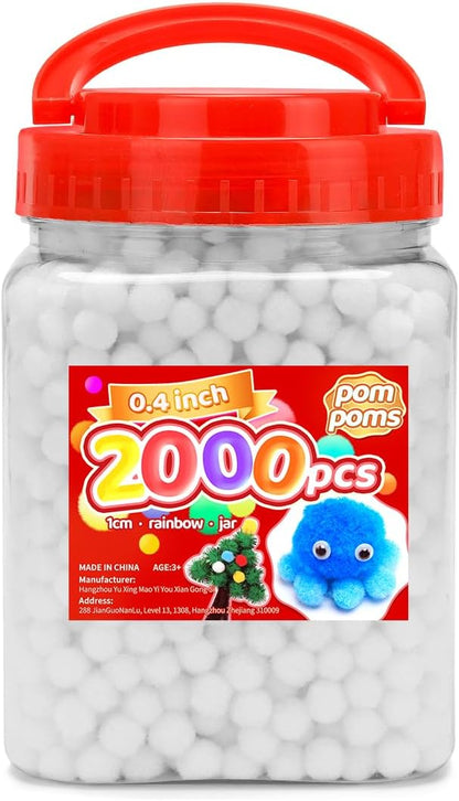Yellow Pom Poms, 0.4inch(1cm), 2000pcs, Small Size, Pom Poms for Arts and Crafts, Pom Pom Balls, Craft Supplies.